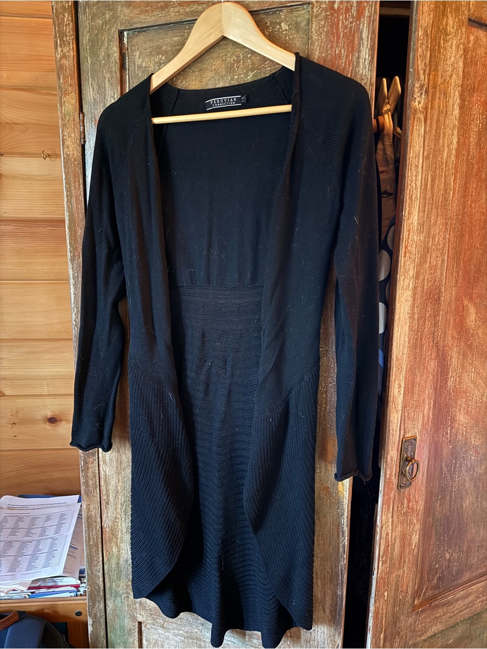 Peruvian Connection Black Knit Cardigan